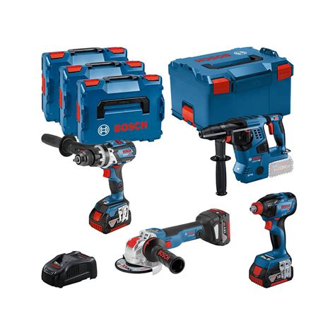 Bosch 18v 4 Piece Cordless Tool Kit with 3x 5.0Ah in L-Boxx 136 ...