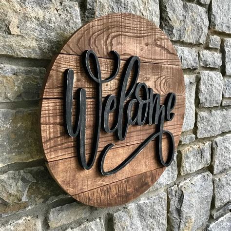 Rustic Welcome Round Reclaimed Wood Sign /welcome Decor - Etsy | Carved wood signs, Wood signs ...