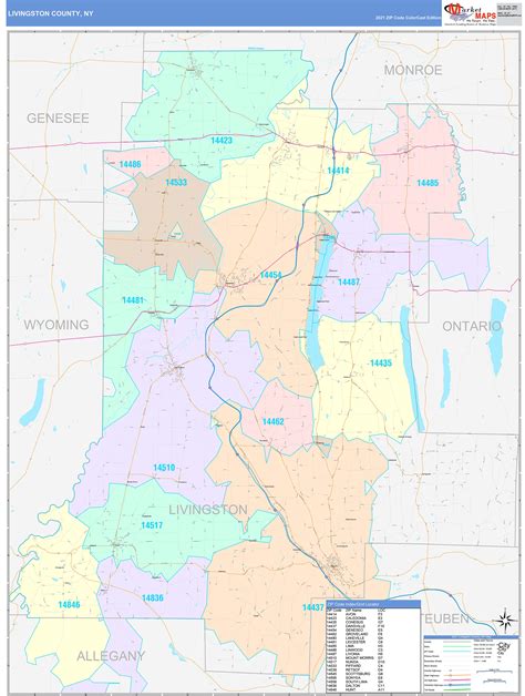 Livingston County, NY Wall Map Color Cast Style by MarketMAPS - MapSales.com