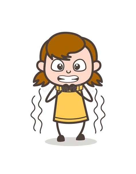 Grimacing Face in Fear - Cute Cartoon Girl Illustration Stock Illustration - Illustration of ...