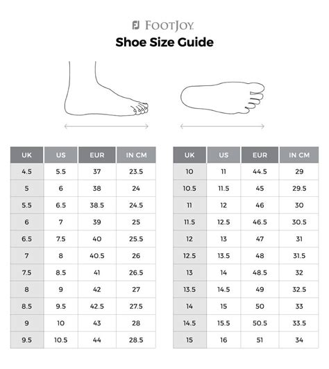 Footjoy Shoe Size Chart: A Visual Reference of Charts | Chart Master