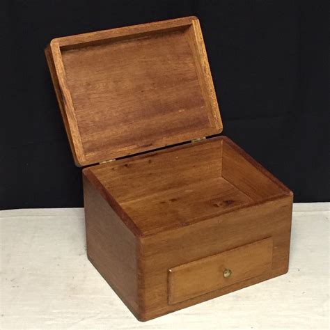 Homemade Wooden Oak Box with Drawer and Hinged Lid, Keepsake Box, Jewelry Box,