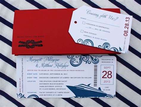 Red & Blue Swirl Yacht Cruise Boarding Pass Wedding Invitations | emDOTzee Designs Blog ...