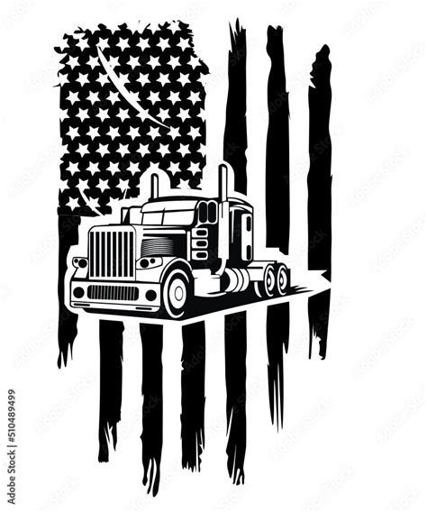 semi truck svg, truck svg, truck driver svg, truck clipart, American Flag Trucker svg, truck ...