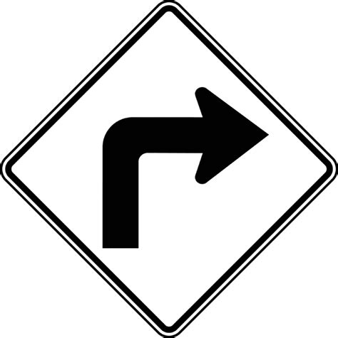 Right Turn, Black and White | ClipArt ETC