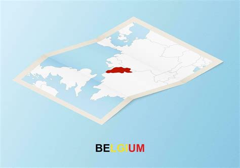 Folded paper map of Belgium with neighboring countries in isometric style. 25443236 Vector Art ...