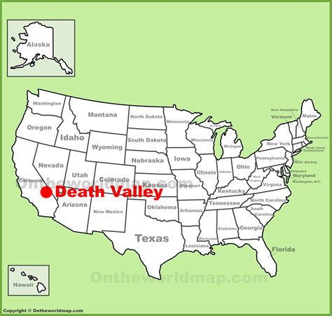 Death Valley location on the U.S. Map - Ontheworldmap.com