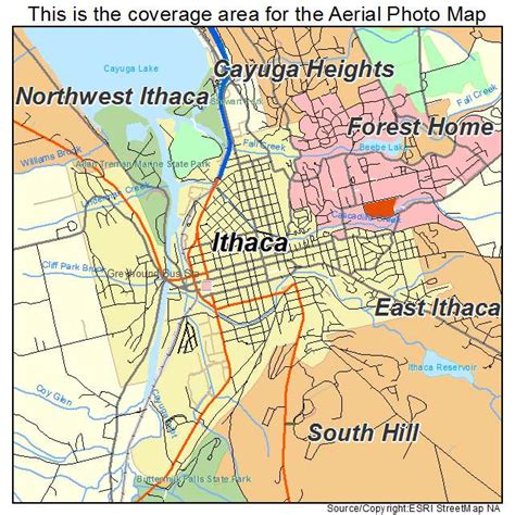 Aerial Photography Map of Ithaca, NY New York