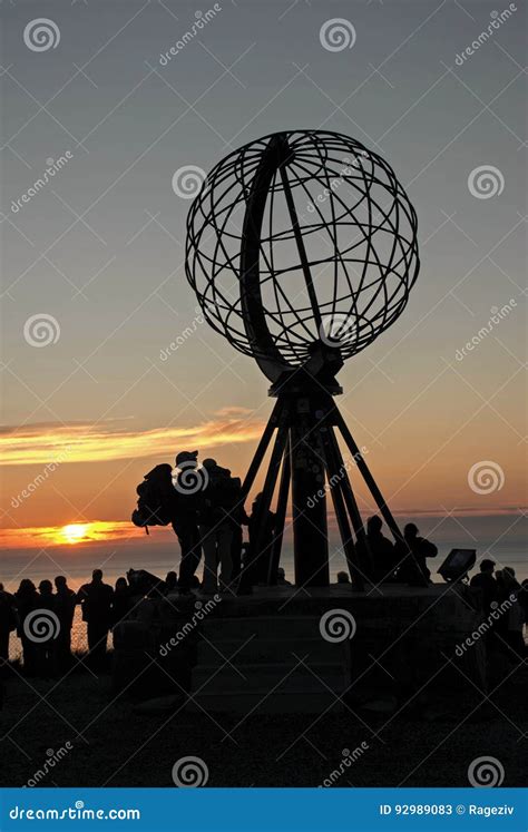 Nordkapp. Globe Monument at North Cape, Norway. Midnight at Nordkapp Editorial Stock Photo ...