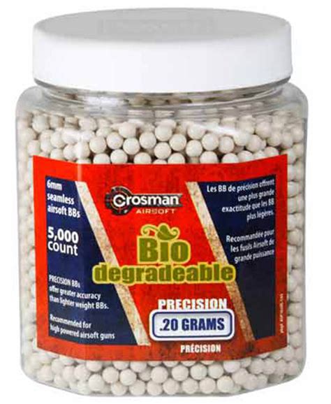 Crosman 6mm Biodegradable airsoft BBs, 0.20g, 5,000 rds - biodegradable airsoft BBs