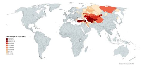 Percentages of Turkic people by regions : r/MapPorn