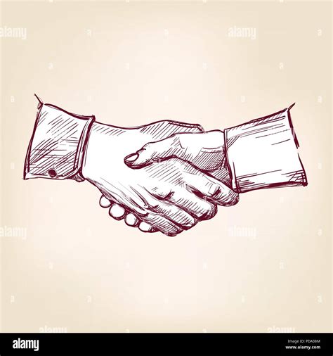 Handshake hand drawn vector llustration realistic sketch Stock Vector Image & Art - Alamy