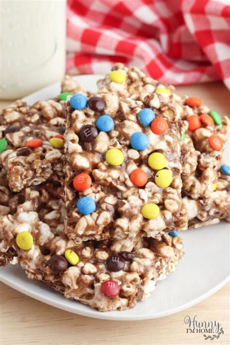 Quick & Easy 6 Ingredient No Bake Popcorn Bars with M&Ms