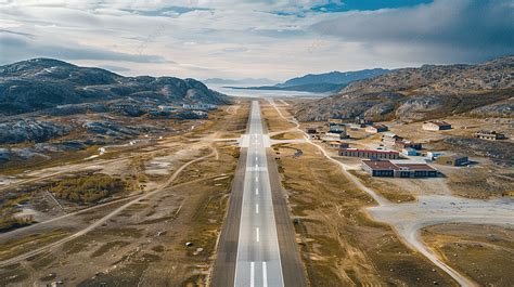 Aerial View On The Living Blocks And Runway Of Kangerlussuaq Airport ...