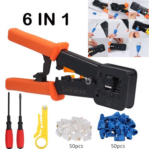 RJ45 RJ12 CAT5 Network Crimping Tool Kit Cable Tester Crimper LAN Wire ...