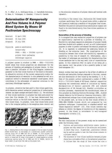 (PDF) Determination Of Nanoporosity And Free Volume In A Polymer Blend System By Means Of ...