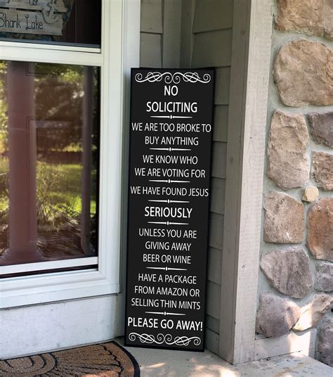 No Soliciting Sign Funny, Front Porch Decor Ideas, Funny Welcome Door Sign | Welcome door signs ...