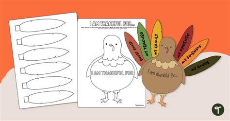 Thanksgiving Crafts - I Am Thankful For Printable | Teach Starter