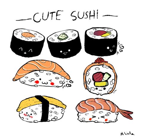 Cute sushi stickers, digital, 1800px x 1800px : Art