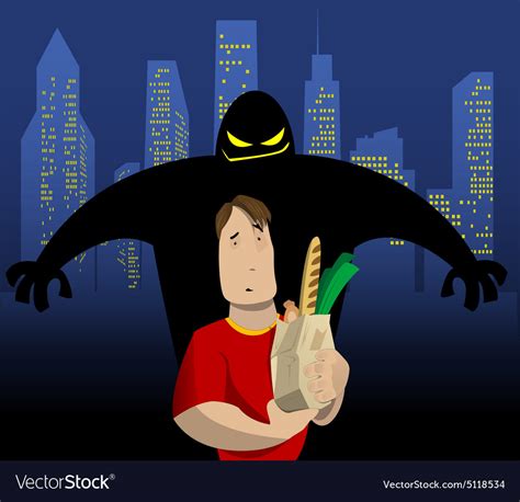 Cartoon about crime to in a city street Royalty Free Vector