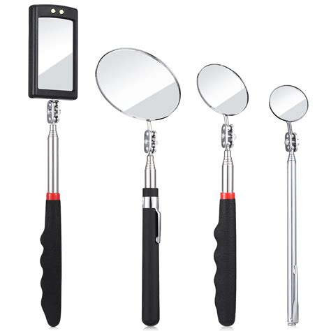 Buy 4 Pieces Telescoping Inspection Mirror Telescoping LED Lighted Flexible Inspection Mirror ...