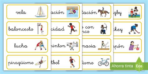 Tarjetas de vocabulario: Deportes olímpicos (Teacher-Made)