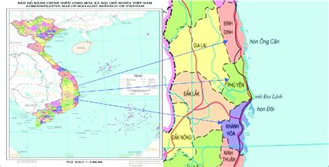 A map of three provinces of Binh Dinh, Phu Yen, Khanh Hoa showing study... | Download Scientific ...