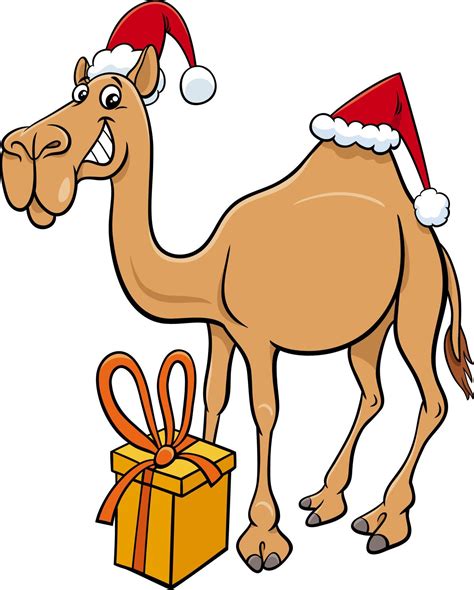 cartoon camel animal character with gift on Christmas time 3810349 Vector Art at Vecteezy