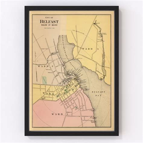 Vintage Map of Belfast, Maine 1894 by Ted's Vintage Art