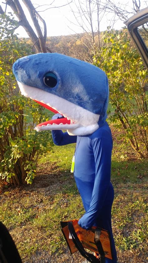 Shark costume. Big shark head with blue man unitard | Shark costumes ...