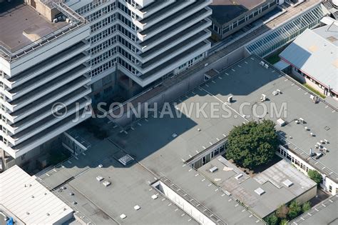 Aerial View. Lister Hospital, Stevenage, Hertfordshire . Jason Hawkes