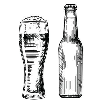 Beer Bottle Line Drawing