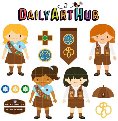 Brownie Girl Scouts Clip Art Set – Daily Art Hub // Graphics, Alphabets & SVG | Brownie girl ...