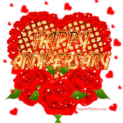 Happy Anniversary GIF With Heart of Roses | SuperbWishes.com