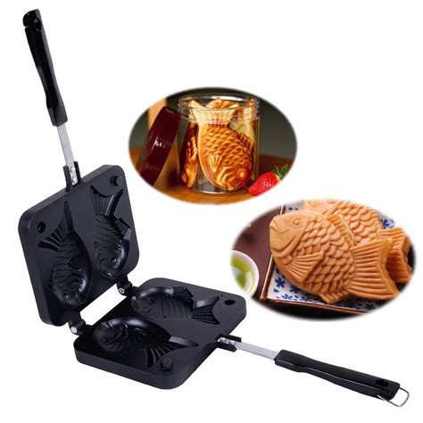 Taiyaki Japanese Fish Shaped Bakeware Waffle Pan Maker 2 Cast Home Cake ...