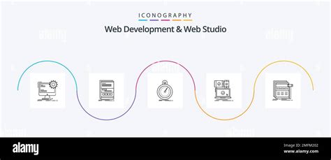Web Development And Web Studio Line 5 Icon Pack Including mobile. computer. page. sport ...