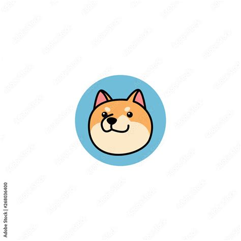 shiba inu dog face cartoon icon, vector illustration Stock Vector ...