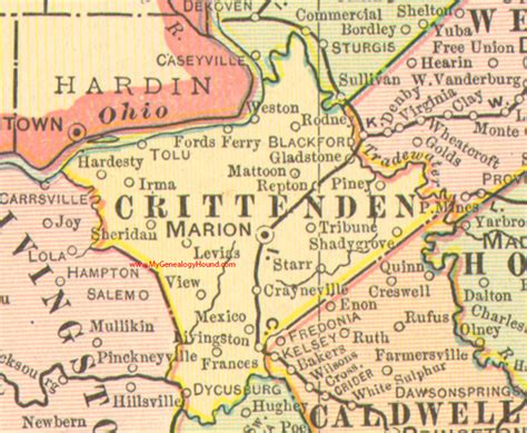 Crittenden County, Kentucky 1905 Map Marion KY