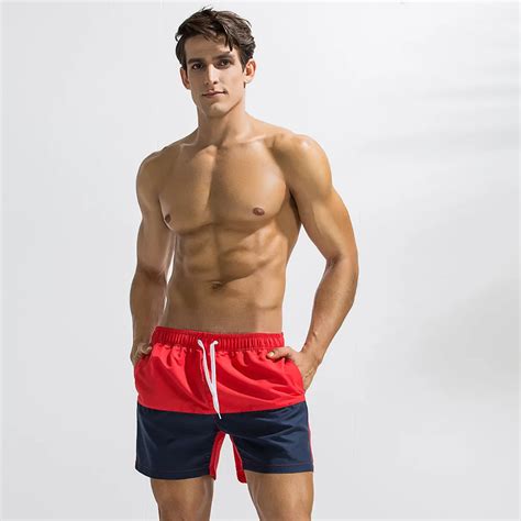 Fitness men running shorts elastic outdoor sports jogging workout solid ...