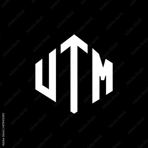 UTM letter logo design with polygon shape. UTM polygon and cube shape logo design. UTM hexagon ...