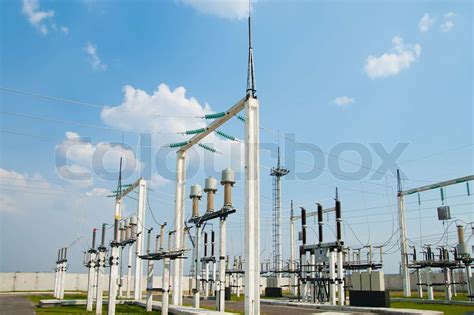 part of high-voltage substation | Stock image | Colourbox