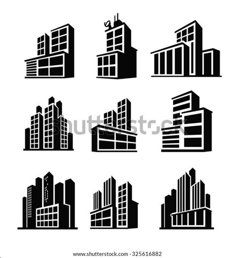 Vector Black Illustration Building Icon On Stock Vector (Royalty Free ...