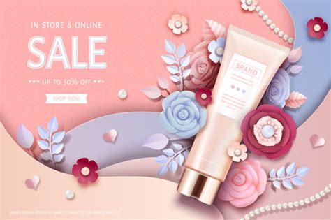 Cosmetics sale card vector free download