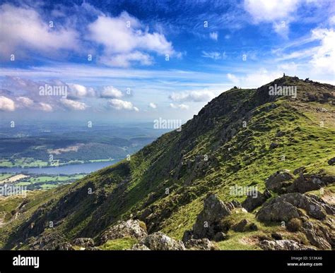 On the summit of "The Old Man of Coniston", Lake District Stock Photo - Alamy