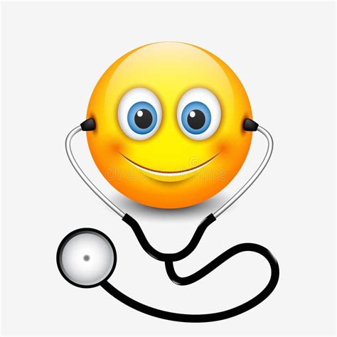 Cute Smiling Doctor Emoticon Wearing Stethoscope, Emoji, Smiley - Vector Illustration Stock ...