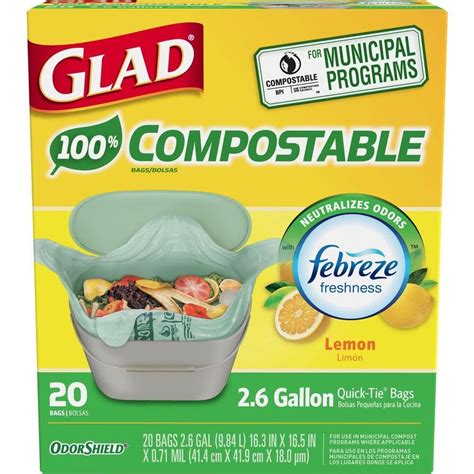 Glad 2.6 Gal. Compostable Lemon Odor Shield Trash Bags-1258778797 - The ...