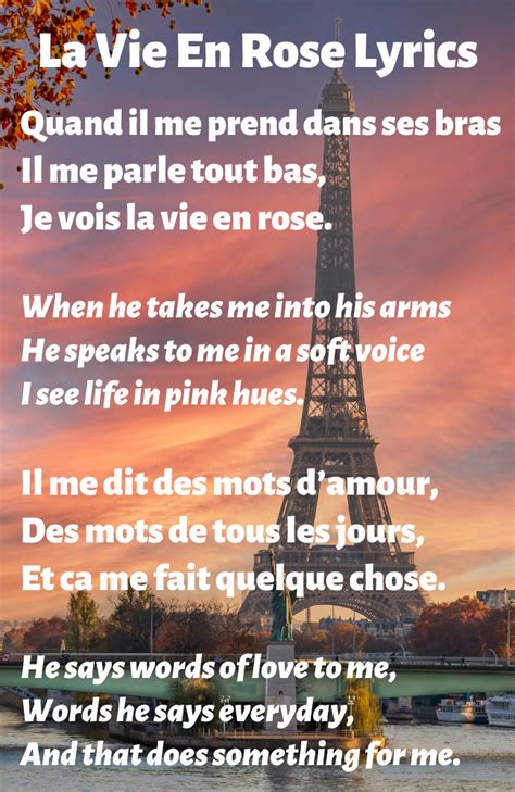 La Vie en Rose - French Lyrics & English Translation