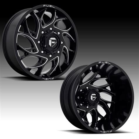 Fuel Runner Dually D741 Gloss Black Milled Custom Truck Dually Wheels Rims - D741 / Runner DRW ...