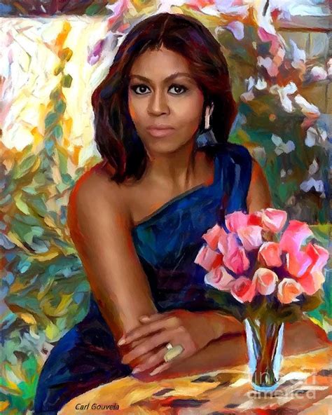 Michelle Obama painting Painting by Carl Gouveia | Pixels