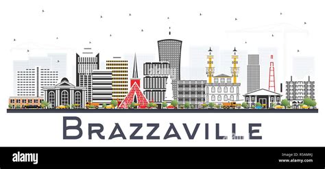 Brazzaville Republic of Congo City Skyline with Gray Buildings Isolated ...